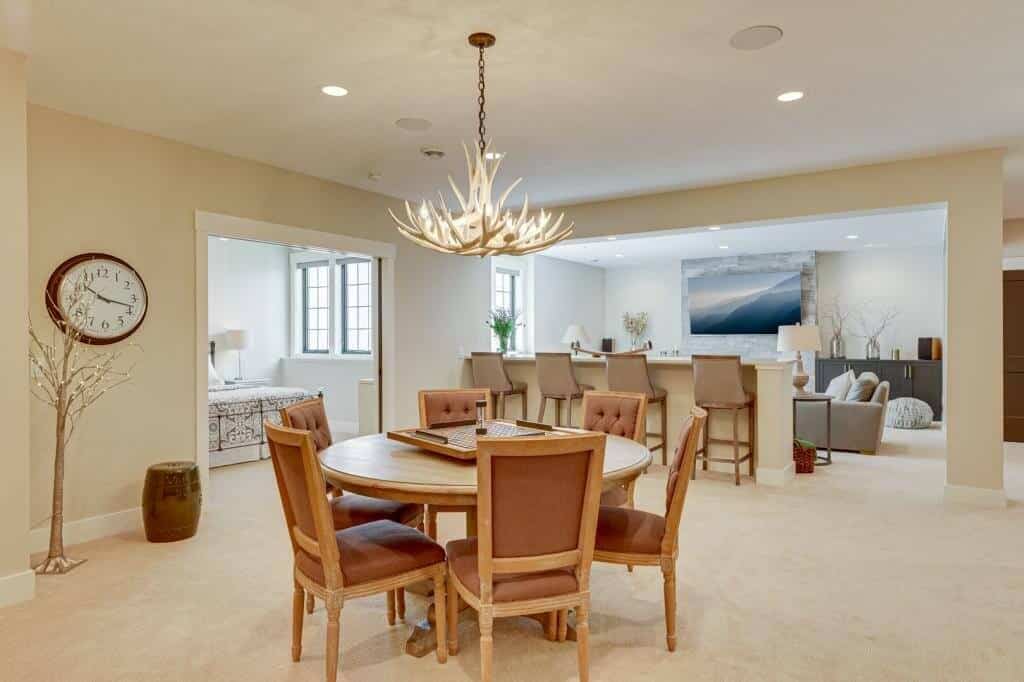 game room lower level finished basement modern farmhouse