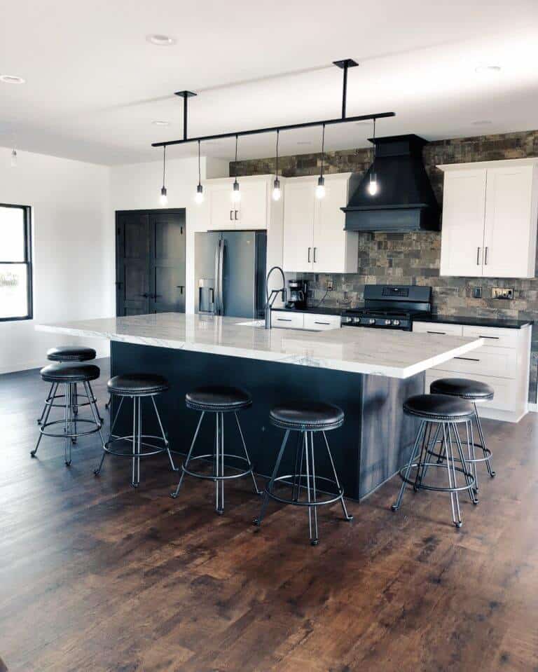down leahs lane kitchen new modern farmhouse industrial style large island diy island light
