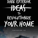 Here are 28 of the best dark exteriors to give you design ideas to revolutionize your home! These black houses are stunning, some with contrasting elements like stone and cedar, others are monotone dark exteriors that are dramatic and unique. #downleahslane #darkhouse #darkexterior #blackhouse #blackexterior #exterioridea #exteriordesign #boardandbatten #cedar #blackwindows #steelroof #modernfarmhouse #modernfarmhouseexterior
