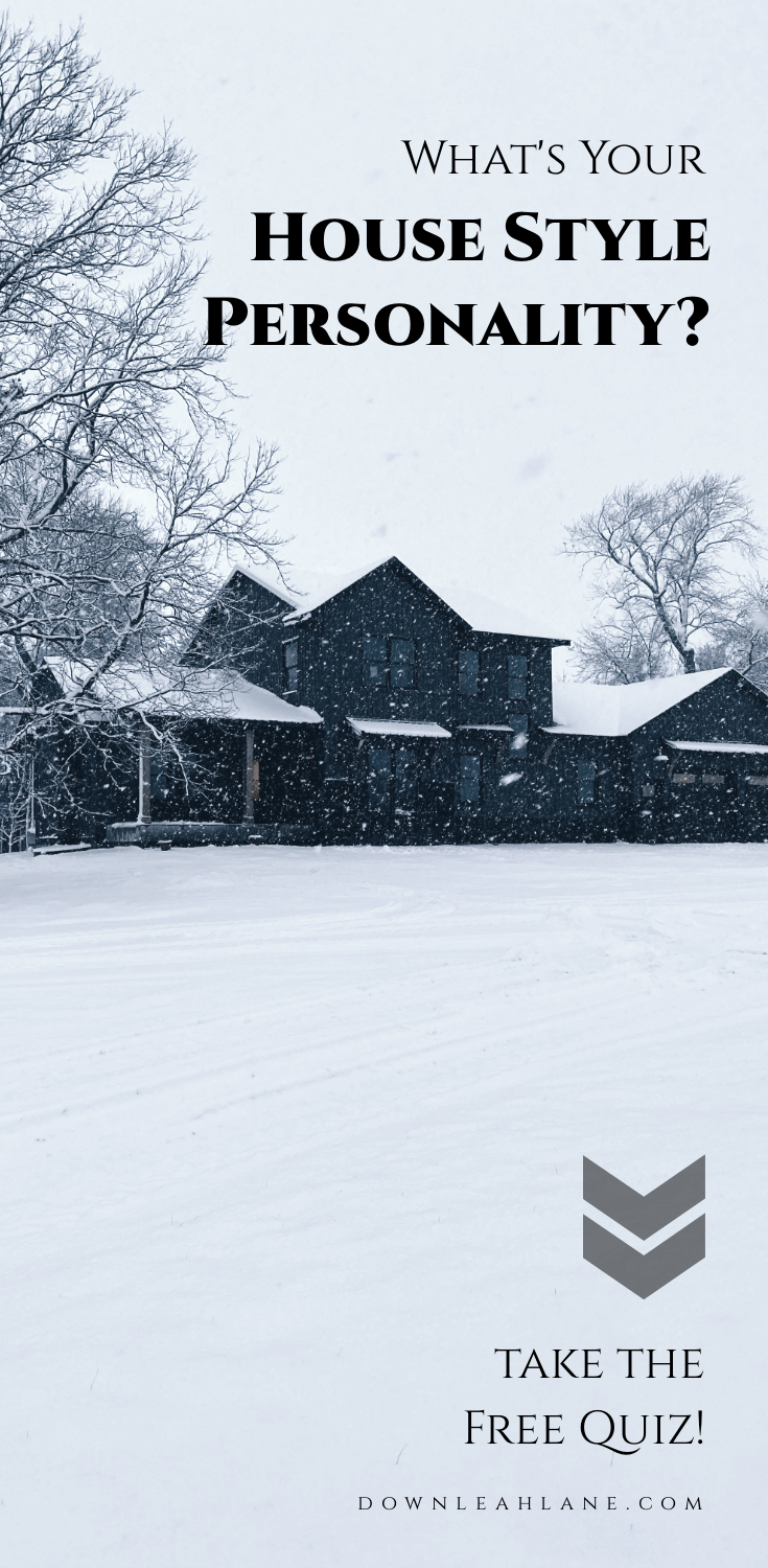 a dark modern farmhouse surrounded and covered in fresh white snow via down leahs lane